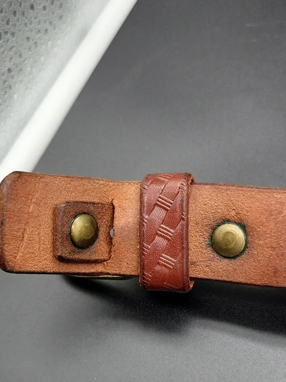 Men's Brown Leather Braided Western Belt Adjustable Buckle 42 1